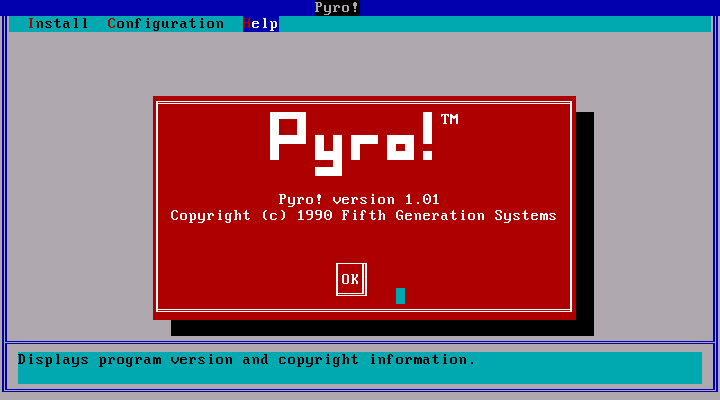 Pyro 1.01 for DOS - About