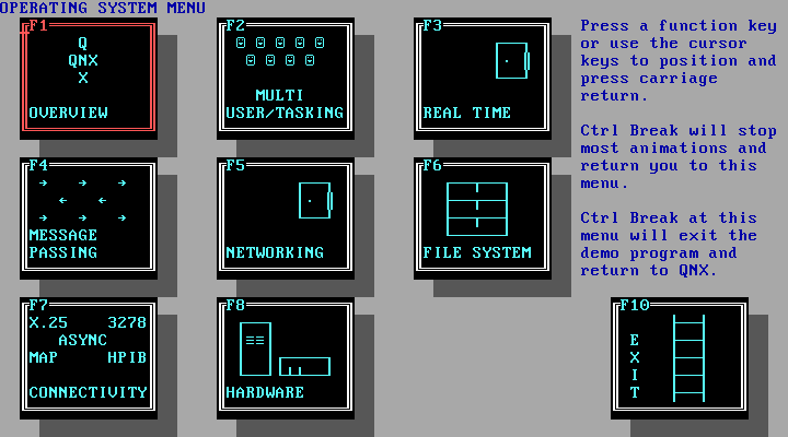 QNX Demo - OS Menu