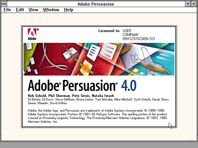 Adobe Persuasion 4.0 - About