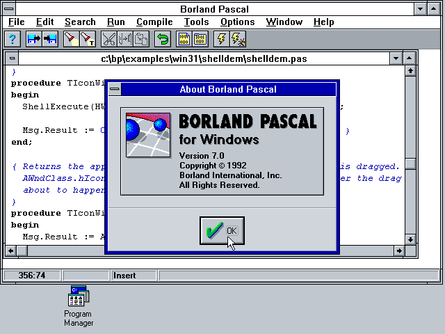 Borland Pascal 7.0 - Windows IDE