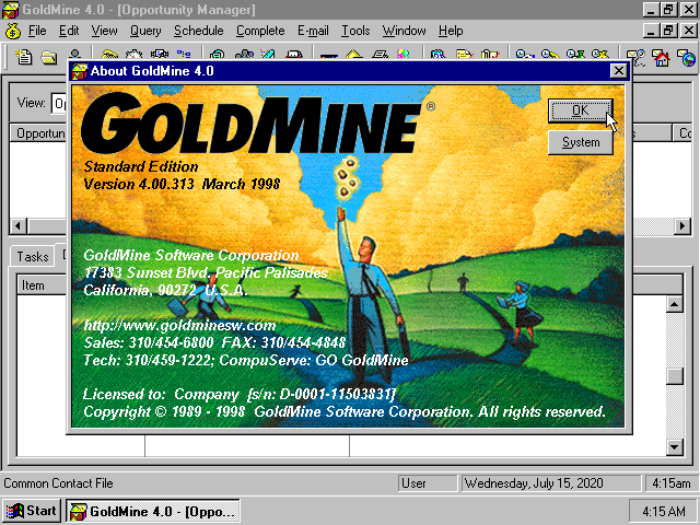 GoldMine 4.0 - About