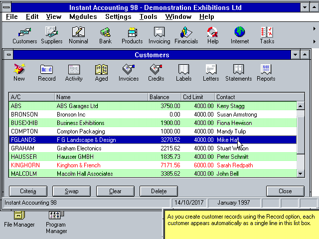 Instant Accounting 98 - Main