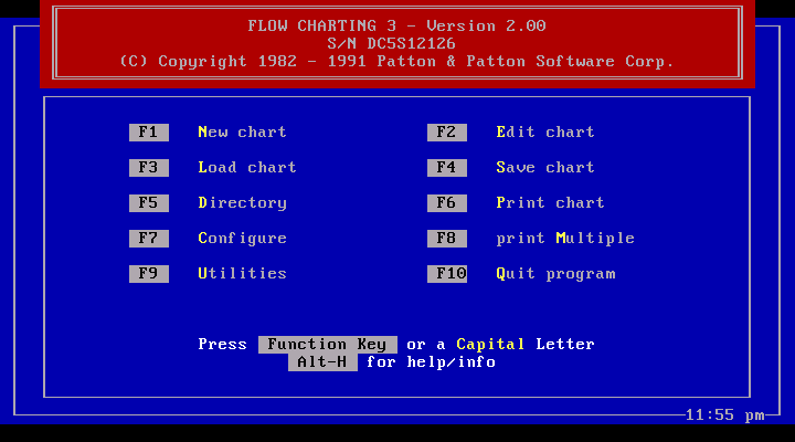 Flow Charting 3 r2.00 - Menu