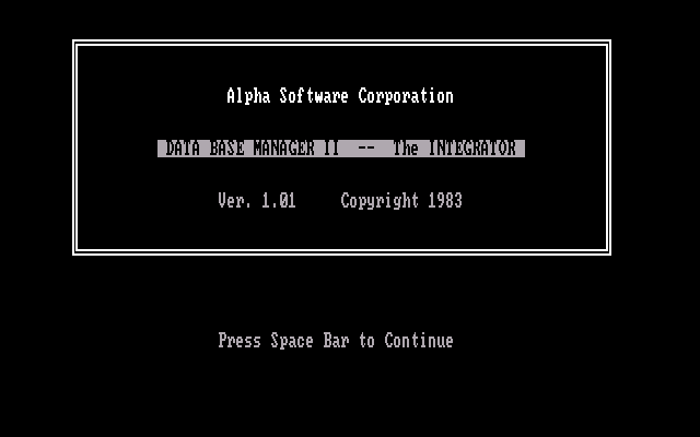 Data Base Manager II 1.01 - Splash
