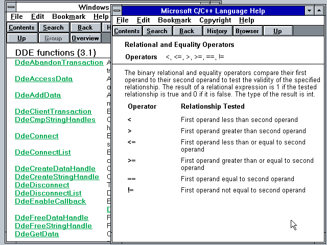 Microsoft Visual CPP 1.0 - Help