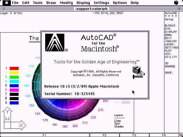 Autodesk AutoCAD 10 for Macintosh - About