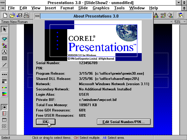 Corel Office Professional 6.1 for Windows 3.1 - Presentations