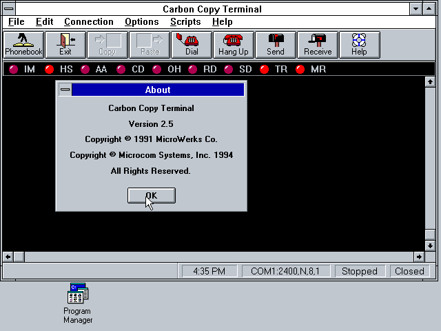 Carbon Copy 2.5 for Windows - Terminal