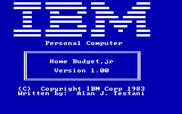 IBM Home Budget Jr 1.00 - Splash