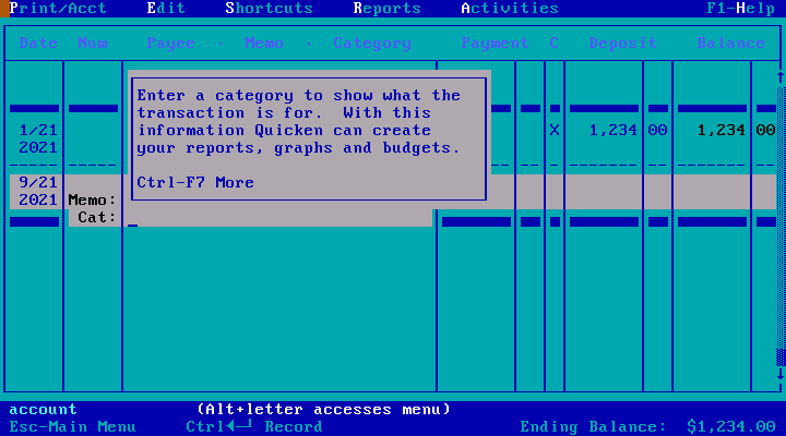 Quicken 7.0 for DOS - Register