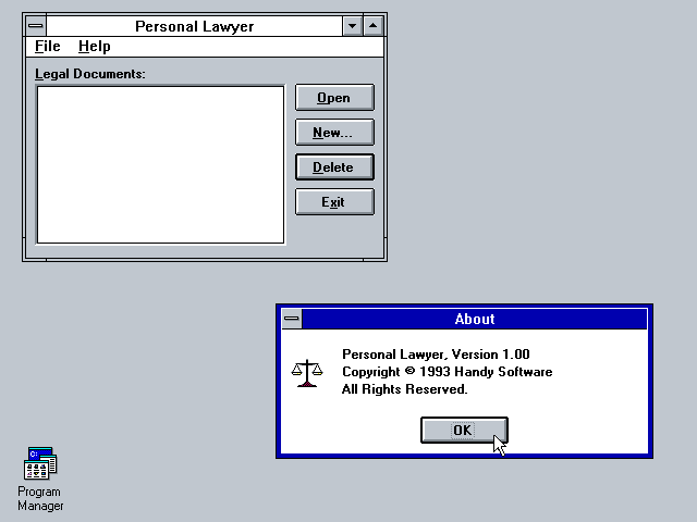 Personal Attorney 1.00 for Windows  - About