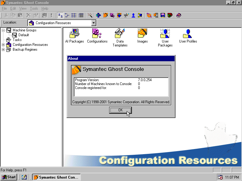 Symantec Ghost 7.0 - Console
