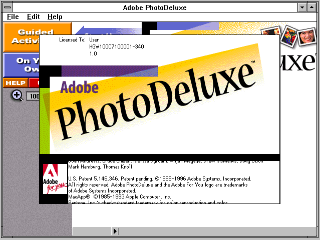 Adobe PhotoDeluxe 1.0 - About