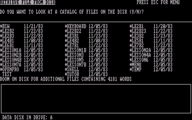 Bank Street Writer IBM PC - Files