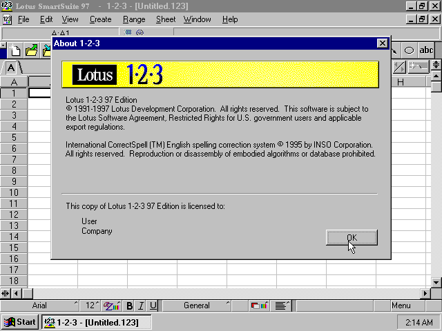 Lotus 1-2-3 97 - About