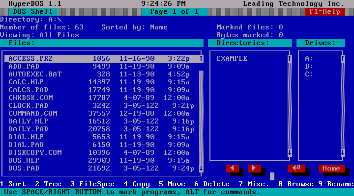 HyperDOS 1.1 - File Manager