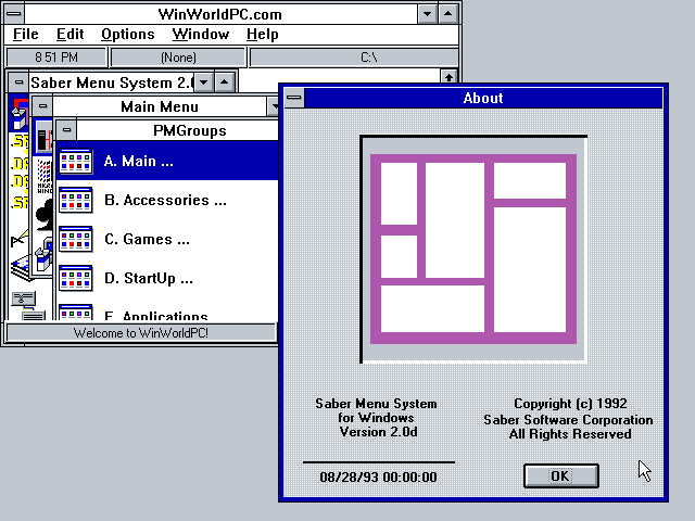 WinSaber 2.0d - About