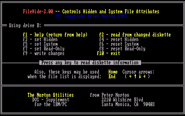 Norton Utilities 2.00 - FileHide