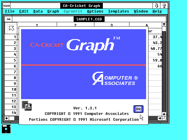 CA-Cricket Graph 1.3.1 for Windows - Splash