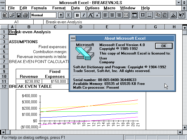 Microsoft Office 2.5 for Windows - Excel 4.0