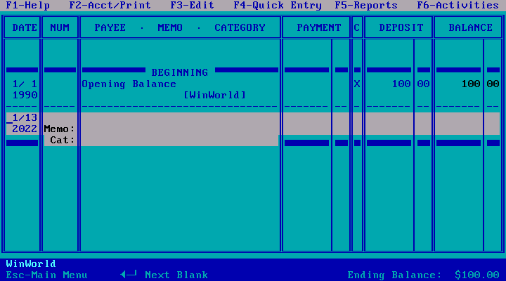 Quicken 3.0 for DOS - Register