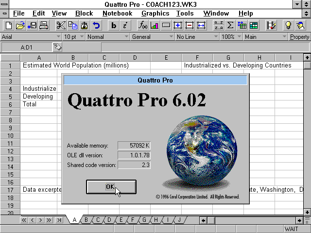 Corel Office Professional 6.1 for Windows 3.1 - Quattro Pro 6.02